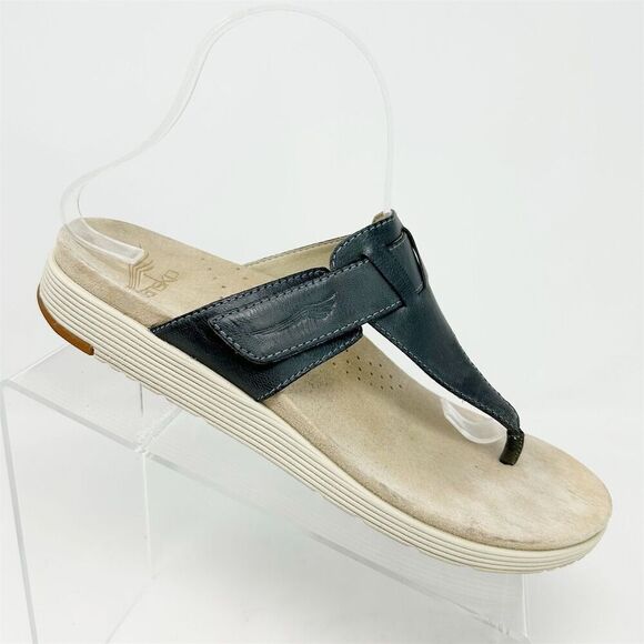 Dansko Cece Navy Blue Leather Slip On Thong Sandal Size 40 (US 9.5-10) Casual - Picture 1 of 12